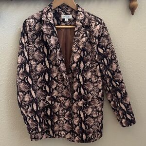 She + Sky Snake Print Blazer in Black and Tan